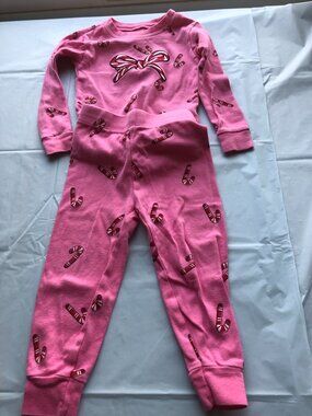 Pekkle 2T Candy Cane Pajama/Loungewear set; Pink; Long Sleeve; Good condition